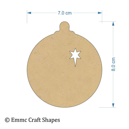 3mm MDF bauble cut outs with star - 8cm