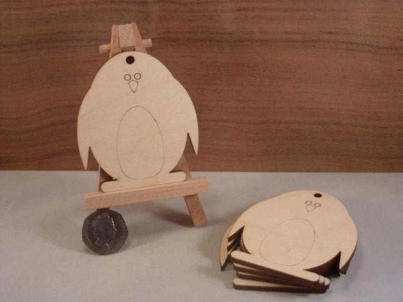 plywood Penguin Tags - 8 cm
