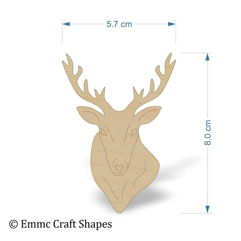 4 mm plywood Stags Head - 8 cm