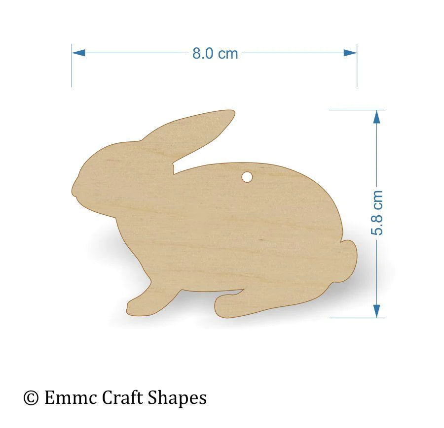 plywood wooden rabbit craft shape - 8 cm with hanging hole