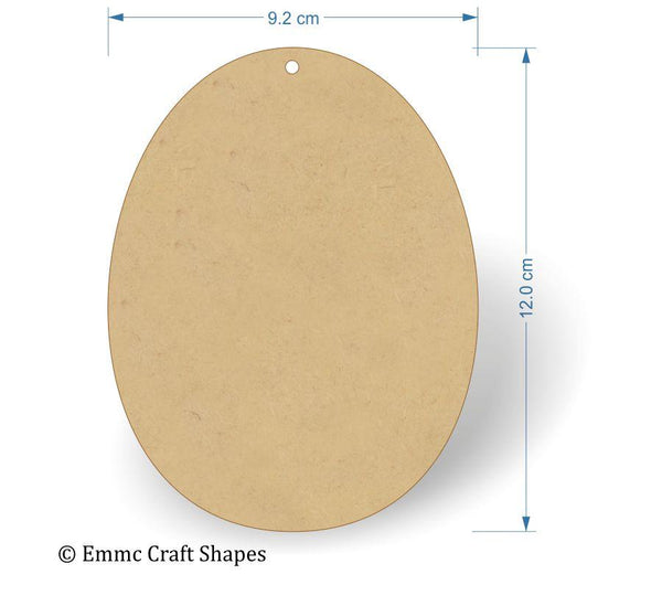 3 mm MDF Egg Shape - 12 cm with hanging hole
