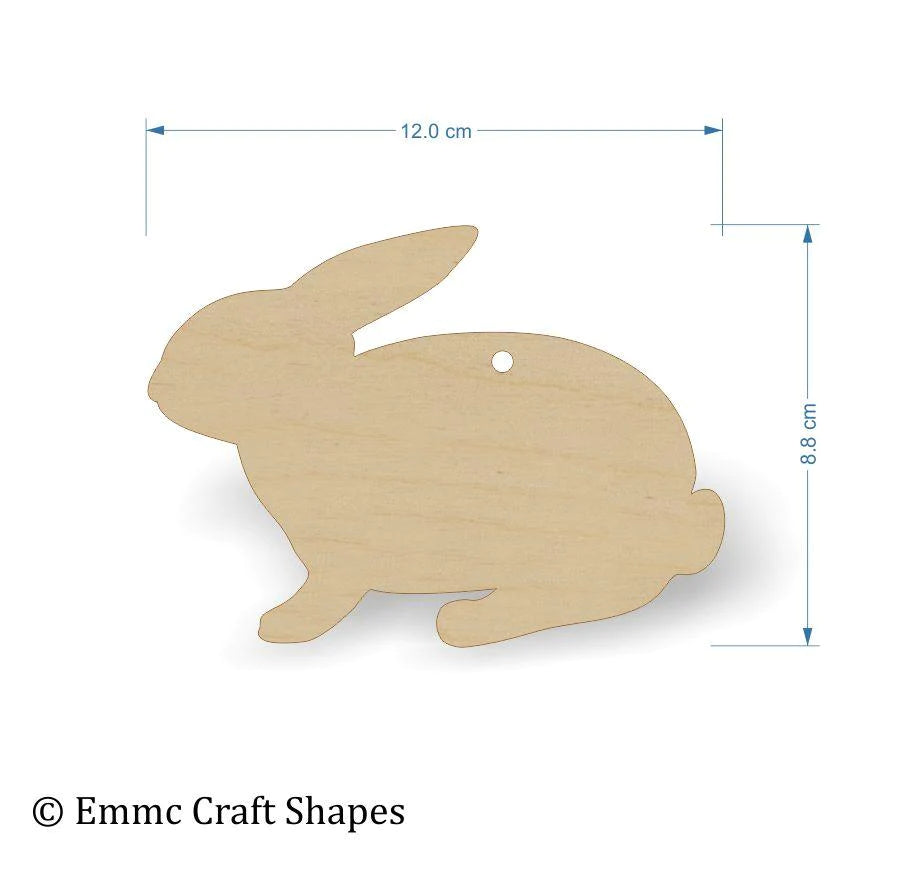 plywood wooden rabbit craft shape - 12 cm with hanging hole