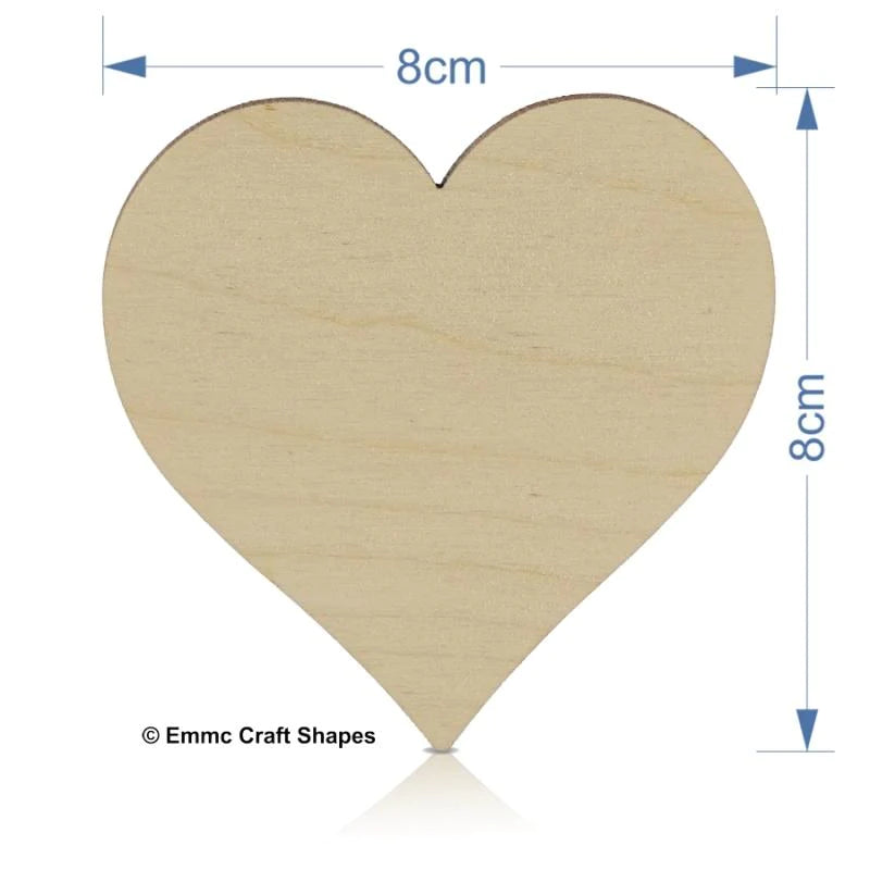 plywood Heart - 8 cm No Holes