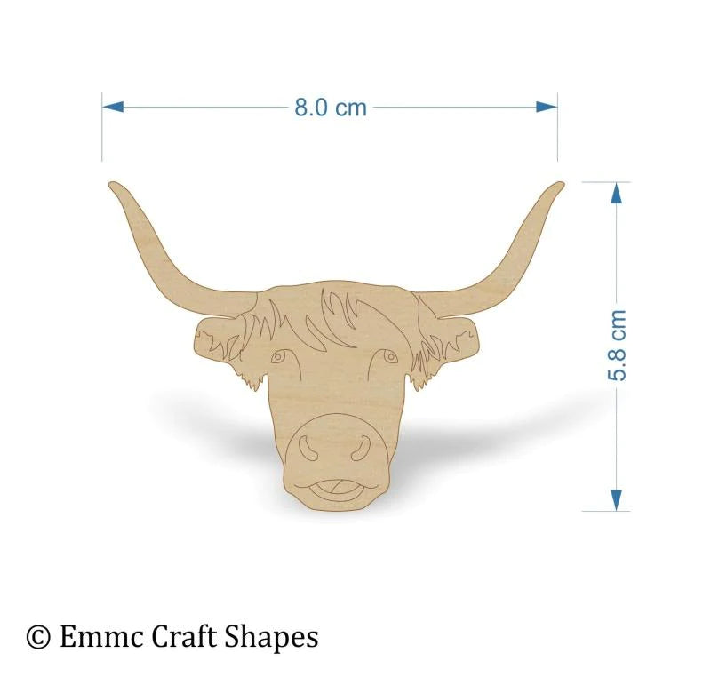 plywood Cow Head - 8 cm Etched