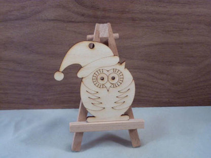 4 mm plywood Christmas Owl Shapes - 8 cm