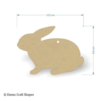 3mm MDF Rabbit Craft Tags - 12 cm with hanging hole