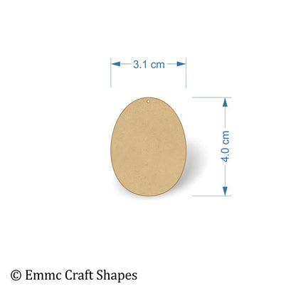 3mm MDF Egg Shape - 4 cm with hanging hole