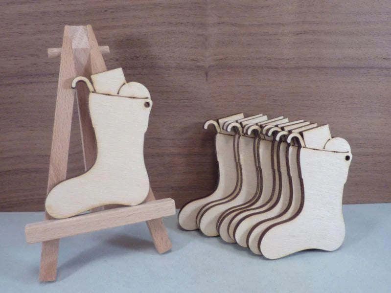 plywood Christmas Stocking with Presents shape with hanging hole