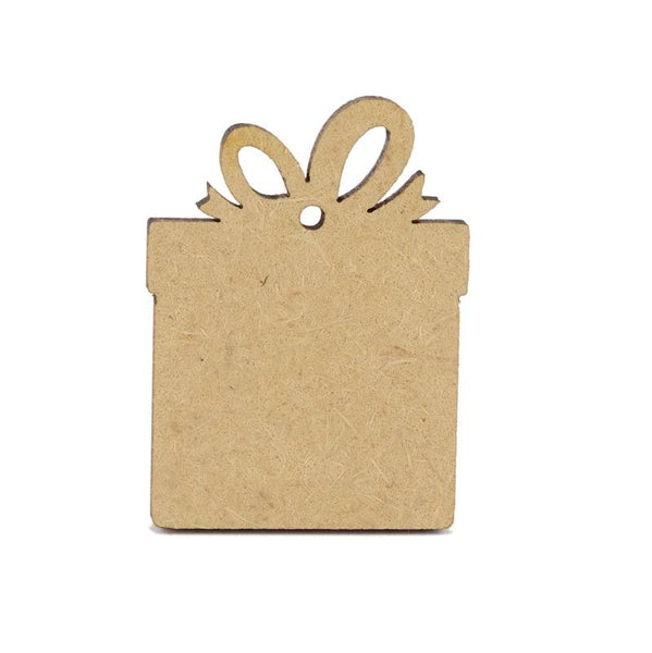 3mm MDF Wooden Present - 4 cm with hanging hole