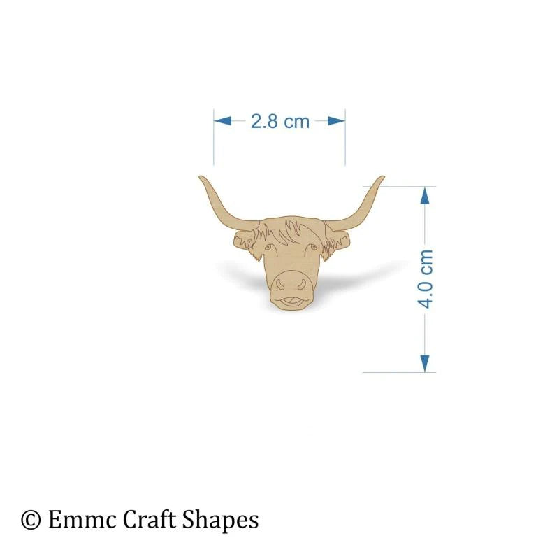 plywood Cow Head - 4 cm Etched