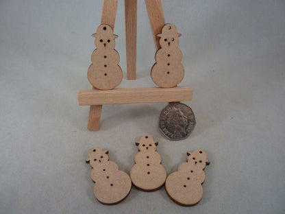 3mm MDF Snowmen - 4 cm with hole